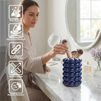 Better Trends 2-Piece Bathroom Accessory Set – Toothbrush Holder & Bubble Textured Tumbler Cup, Unbreakable Plastic Vanity Organizer for Modern Bathroom Countertop Décor Navy Nova Collection - Image 4