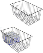 16inch Freezer Wire Storage Organizer Baskets for Upright Freezer 16, 17, 21 cu.ft, with Built-in Handles for Cabinet, Pantry,Black by Y.Z.Bros