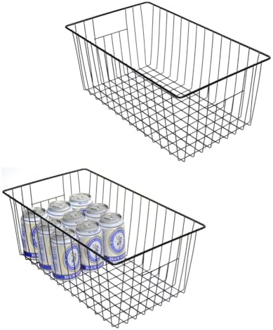 16inch Upright Freezer Organizer Baskets for 13-14,16-21 cu.ft Standup Freezer, Settle freezer chaos and reduce food waste effectively, Durable, Fully Use Space, Improve Air Circulate, Black, 2pcs by Y.Z.Bros