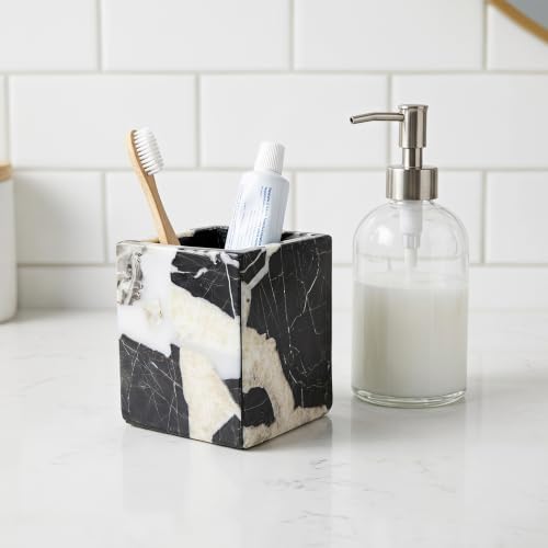 Natural Calacatta Black Marble Makeup Brush Holder, Pen Holder - Image 3