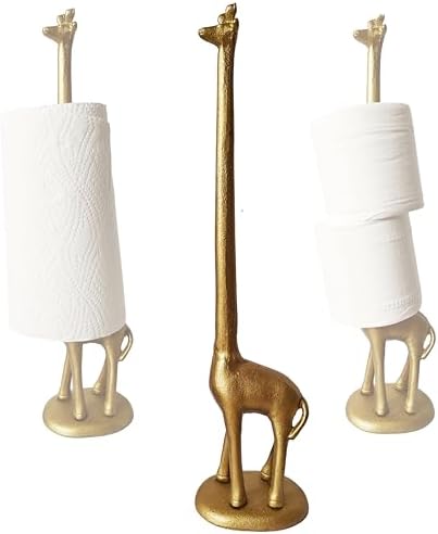 Giraffes Paper Towel Holder Cast Iron Paper Towel Holder Funny Toilet Paper Holder for The Floor or Counter in The Kitchen or Bathroom Bronze Rustic by mozhixue