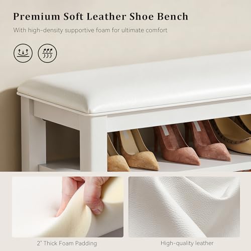 Taitiy Shoe Bench with 3 Tier Adjustable Shelves Rubberwood Entryway 47.2'' - Image 5