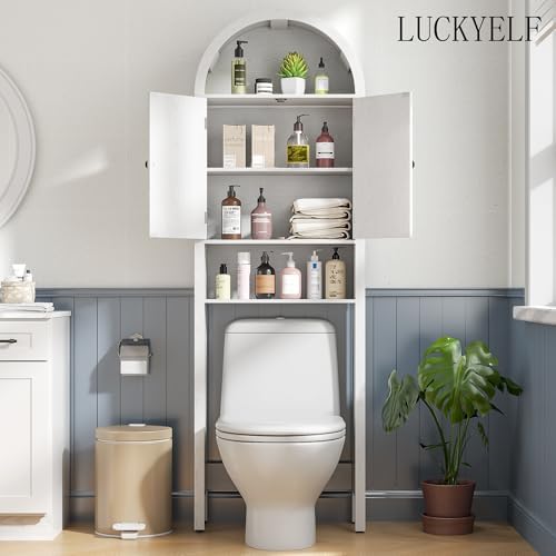Arched Over The Toilet Storage Cabinet with Fluted Doors, Bathroom Shelf - Image 5