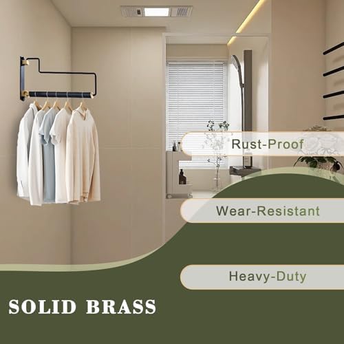 NEWRAIN Clothes Drying Rack, Laundry Racks for Drying Clothes, Wall Mounted Swing Arm Clothes Hanger for Laundry Room, Garage, Indoor & Outdoor Use,Black - Image 2