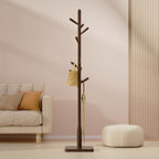 Solid Wood Square Base Coat Rack, Free Standing Hall Coat Tree with 8 Hooks（+2 spare) for Coats, Hats, Bags, Purses, for Entryway, Hallway, Rubberwood Hooks,Base and Pole,(Square Base, Dark Walnut) - Image 6
