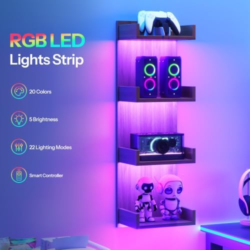 HOOBRO Floating Wall Shelves with LED Lights, Floating Shelf Wall Mounted - Image 5
