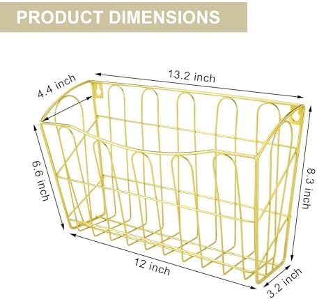 TQVAI Hanging Wall File Organizer 3 Pack, Gold Metal Wall Mounted File Holder, No Assembly Required, Curved Pocket Paper Document Rack for Office Home School Magazine Mail Storage - Image 2