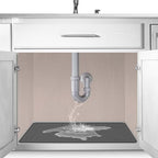 The Original Under Sink Mat - Adjustable Silicone mat, Waterproof Under The Sink Bathroom Vanity Mat - 28" x 19" or smaller by FamousDino