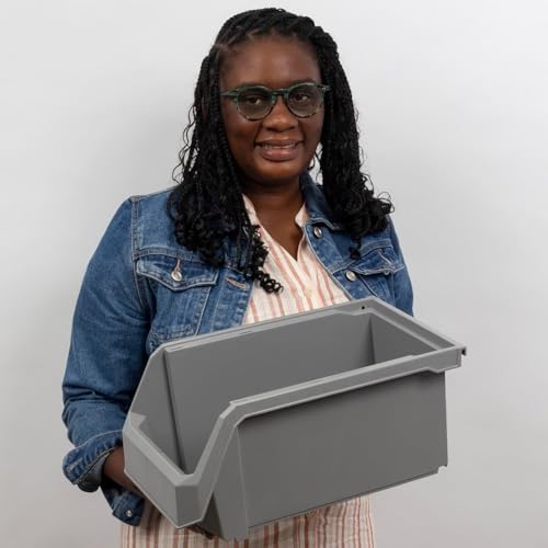 Akro-Mils ReadySpace Large Stackable Plastic Storage Bins, 6-Pack, Black - Image 2