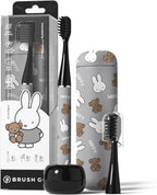 MIPOW Miffy BrushGo i4 Slim Electric Toothbrush Sonic Vibration Rechargeable Magnetic Travel Case & Ceramic Holder Dock 60Day Long Battery Soft Bristles 2Heads IPX7 Waterproof (Grey) by MIPOW