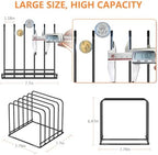 KORRTFID Kitchen Cabinet Organizer, Steel Cookware Holder, Divided Holder with 5 Slots for Skillets Baking Tray and Chopping Board Rack - Baking Pan Holder Storage (2 PCS) - Image 2