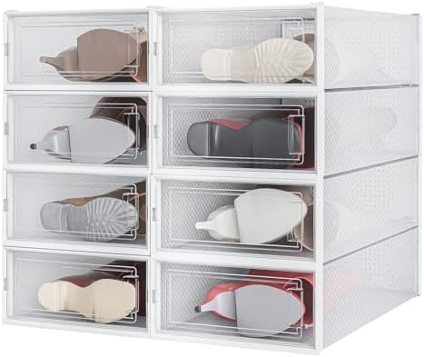 8-Piece Boot and Shoe Storage Box, Stackable Clear Plastic Shoe Box, Space-Saving Shoe Organizer for Boots, Sneakers, and High Heels, Clear by PARANTA