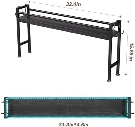 Simple Trending 32.4" Wide Over the Stove Spice Rack with 4 Hooks, Black - Image 4