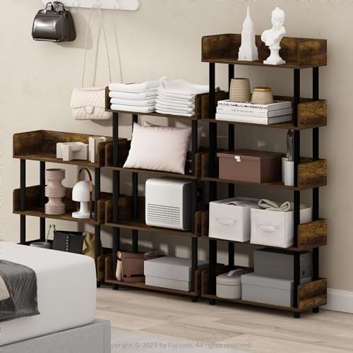 Furinno TURN-N-TUBE Display Shelf, 3-Tier Storage Shelves with Side Panels, Open Shelves Book Shelf with Rounded Corner Top Edges, for Organization and Storage, Living Room, Home Office, Amber Pine - Image 5