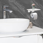Toilet Paper Holder with Natural Marble Shelf for Bathroom Washroom,Wall Mounted Tissue Holder Suitable for Mega Roll (Brushed Nickel, Middle 7.87 * 4.72 in) - Image 6