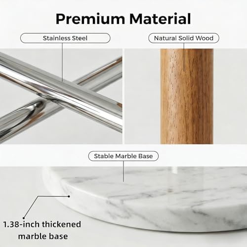 Marble Base Freestanding Wooden Stainles Steel Pool Towel Holer Rack - Image 6