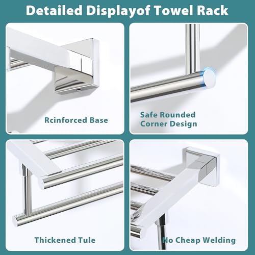 Alise Towel Racks for Bathroom Wall Mounted 24 Inch,Polished Chrome - Image 5