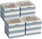 11 x 11 x 11 Inch Linen Stripe Storage Cubes for Home Organizing, Pack of 4 by ORGMASTER