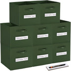 Fabric storage cubes (8 Pack) 11 Inch Cube Storage Bin, cube organizer bins with 8 Labels Window Cards & a Pen, Foldable cube organizer bins and Storage Box, Dark Green by Artsdi