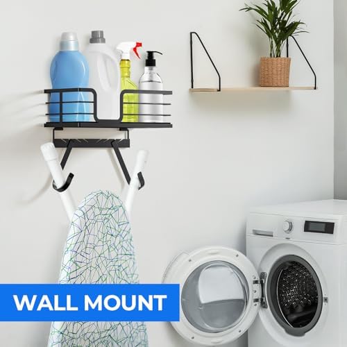 TJ.MOREE Over the Door/Wall Mount Ironing Board Hanger, Laundry Room Iron and Ironing Board Caddy Storage for Water Mister, Fabric Sprays, Laundry Detergent - Image 4