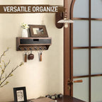 Rebee Vision Pine Wood Key Holder Wall Mount Home Decor, Brown & Black - Image 3