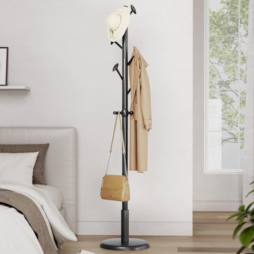 Taitiy Solid Wooden Coat Rack Stand Freestanding Hall Tree with 10 Hooks by Taitiy