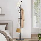Taitiy Solid Wooden Coat Rack Stand Freestanding Hall Tree with 10 Hooks by Taitiy