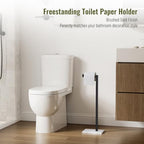 Matte Black Freestanding Toilet Paper Holder with Marble Base Stand - Image 3