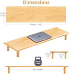 Bamboo Dual Monitor Stand Riser, Natural Desktop Shelf with Storage - Image 4