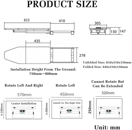 Pull Out Ironing Board,180° Rotatable Ironing Board,Pull Out Ironing Board for Sliding Drawer,with Heat Resistant Cover,Cabinet Mount,Load 20 Kg(Color1) - Image 2