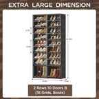 Vipbox Shoe Rack Organizer Cabinet for Closet Entryway,Clear Shoe Storage Boxes Stackable Sneaker Storage with Door Easy Assembly Black Shoe Cabinet with Lids Large 9 Tiers 36 Pairs - Image 3