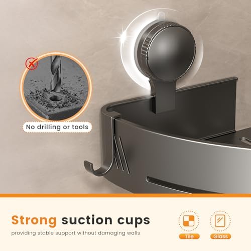 Triangular Corner Shower Caddy 2-Pack with Suction Cups and Hooks - Image 3
