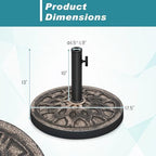 Tangkula 30 lbs Heavy Duty Umbrella Base, Round Parasol Holder with Adjustable Knob for Φ1.5-Φ1.9 Pole, Resin Umbrella Stand with Decorative Pattern, Easy Setup - Image 5