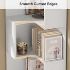 IRONCK Corner Bookshelf, 70.87" Tall Corner Bookcase with Drawers, White - Image 6