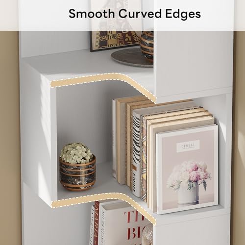 IRONCK Corner Bookshelf, 70.87" Tall Corner Bookcase with Drawers, White - Image 6