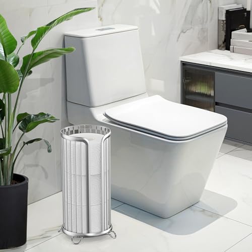 Toilet Paper Holder Stand, Freestanding Toilet Paper Storage,2 Pack,Silver - Image 2