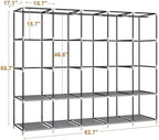 MOGELAFOO 83 Inch Wide Portable Closet Wardrobe, Clothes Storage Rack Organizer with Cover, 5 Clothes Hanging Rods and 10 Storage Shelves, Grey - Image 6