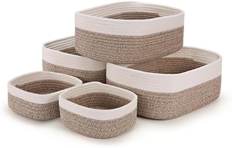 Storage Baskets for Shelves, 5 Pack, 2 Sizes Organizer Bins by Unknown