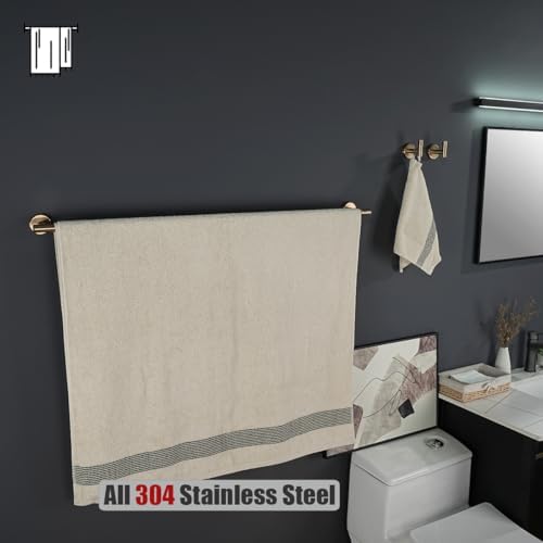 JQK Champagne Bronze Bath Towel Bar, 39 Inch 304 Stainless Steel Thicken 1mm Towel Rack Bathroom, Towel Holder Wall Mount, Useable Length 36 Inch, TB110L36-CB - Image 6