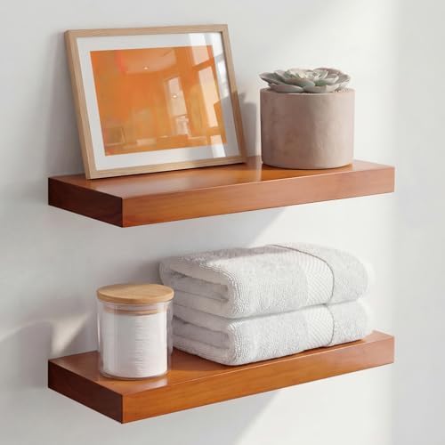 Homeforia 16 Inch Floating Shelves, High-End Solid Pine Wood, Set of 2 by Homeforia