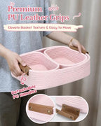 Sea Team Nesting Rectangular Woven Cotton Rope Storage Basket, 3-Pack - Image 3