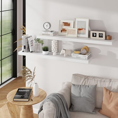 Floating Shelves for Wall, 48 inch Extra Long White Wall Shelves - Image 4