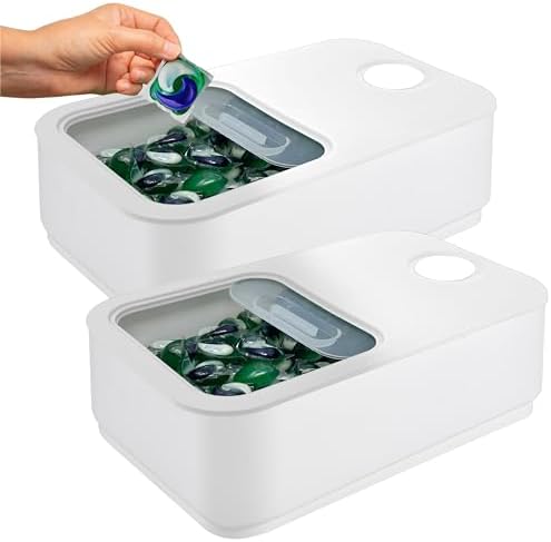 Large Laundry Pods Container with Slide Lid, 2 Pack 15 x 8.7 x 4.5 In by Skywin