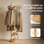 Coat Rack Freestanding, Solid Wood Coat Tree with 6 Hooks and 3 Storage Shelves for Bedroom, Entryway Living Room, Office, Corner Hanger Stand for Purse, Bag, Jacket, Hat - Image 4