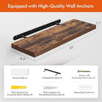 YUFLINX 23’’Rustic Brown Floating Shelves for Wall,Rustic Wood Shelf for Room Decor/Storage/Display,Small Bookshelf,Wall Mounted Hanging Shelves for Bedroom, Bathroom, Living Room, Kitchen,Set of 4 - Image 4