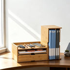 Bamboo Desk File Organizer, Stackable A4 Paper Tray Mail Holder for Office - Image 4