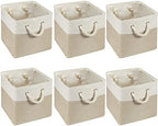 6 Pcs 11x11 Inch Fabric Cube Storage Bins Square Cube Baskets, Light Brown by Geiserailie