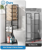 KIMBORA Narrow Towel Storage for Bathroom, 3-Tier Free Standing Bathroom Towel Rack Organizer with Shelf for Small Bath, Pool, Brown - Image 4