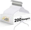 Quality Hangers Clothes Hangers 200 Pack - Non-Velvet Plastic Hangers for Clothes -Heavy Duty Coat Hanger Set -Space-Saving Closet Hangers with Chrome Swivel Hook, Non-Flocked Hangers (200, White) by QualityHangers