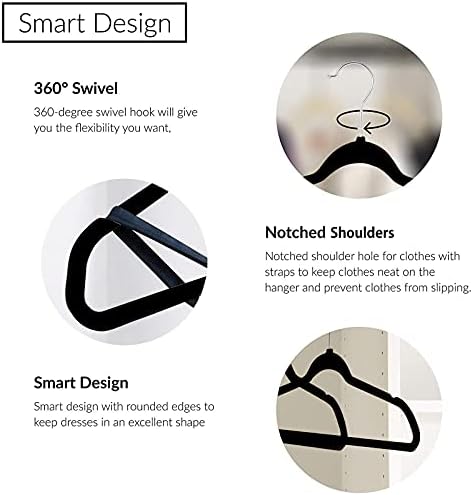 50 Pack Slim Plastic Clothes Hangers, Black - Image 3